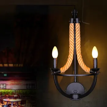 MANSARDA Ameriški retro konoplja vrv stenske svetilke osebnost, ustvarjalnost preprost jedilnico svetilko ob postelji kavarna železa stenska svetilka