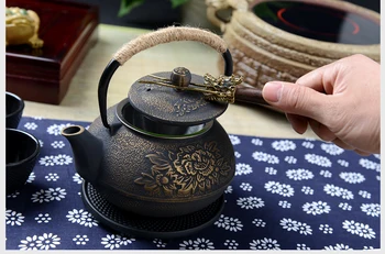 Litega železa pot nepremazan železa čajnik južnem Japonskem, Japonska grodelj grelnik vode pot Peony 900 ml Brezplačno shippig