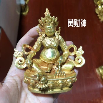 Budizem dobro gilding kip Bude, DOMA družino prinašajo bogastvo, zaklad, denar, Rumena Jambhala sreče Bog Majhen kip Bude