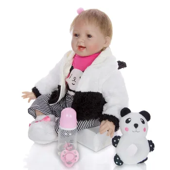 Nasmejano dekle lutka bebe prerojeni 22-palčni pop silikonski prerojeni baby doll igrače za otroke, darilo za rojstni dan