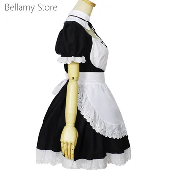Lolita lep bombažne čipke lok črno in belo Kashiwazaki Sena Cosplay Devica Obleko
