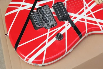 Kitajski kitara tovarne po meri, nove 5150 Prugasta Serije Rdeče/Črno/Beli Javor fingerboard Floyd tremolo Električna kitara 531