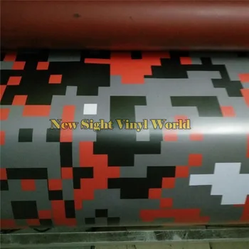 Rdeča Digitalni Prikrivanje Vinil Zaviti Rdeče Pixel Camo Car Wrap Nalepko Air bubble Free Velikost:1.52x30m/Roll