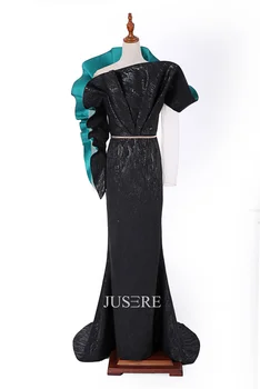 Opremljena Večerno Obleko Haute Couture Črne Dolge Rokave Maturantski Obleki z Zamahom Vlak, ki je na Zalogi stranka obleko