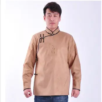 Tang bo Ustrezala vrh Tradicionalna Oblačila za Moške, mongolskih etnične Jakno slog stojalo Ovratnik bo ustrezala Retro orientalski oblačila