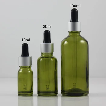 100 kozarcev Olivno Zelen 10 ml kapalko steklenico za eterična olja , olivna zelena 10 ml kapalko steklenico debelo