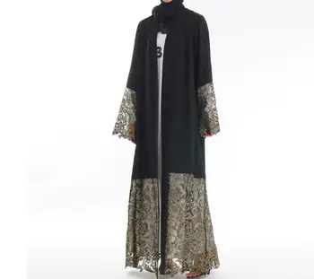 Luksuzni Abaya Dubaj 2019 turški Tradicionalnih Muslimanskih Oblačil Kimono Odprite Abayas za Ženske Haljo Čipke tam kaftan Black Caftan Marocain