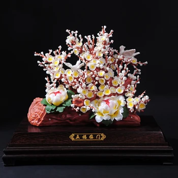 Umetniška zbirka velike cvet Doma Oprema peony cvetlični okraski iz Dehua keramični izdelki Pet blagoslove, ki se spušča na